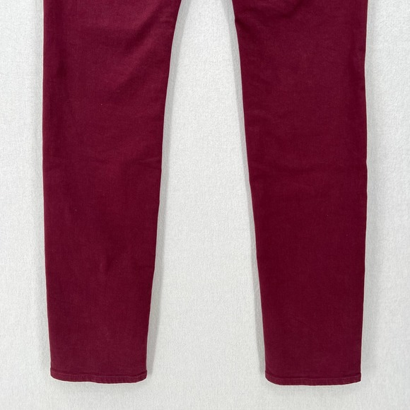 MOTHER Jeans Womens 32 Burgundy The Rascal Sliced Up Heel High Rise Slim NWOT - Picture 8 of 16